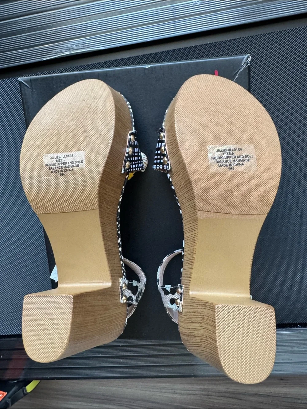 Betsey Johnson Jillie Black & White Platform Sandals With Multicolor Tassels